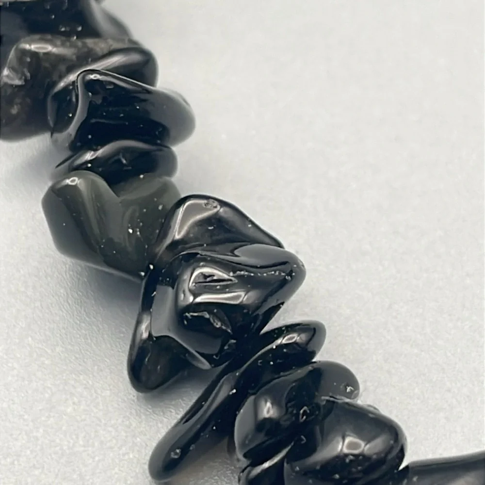 Chic Black Stone Bracelet with Silver Clasp